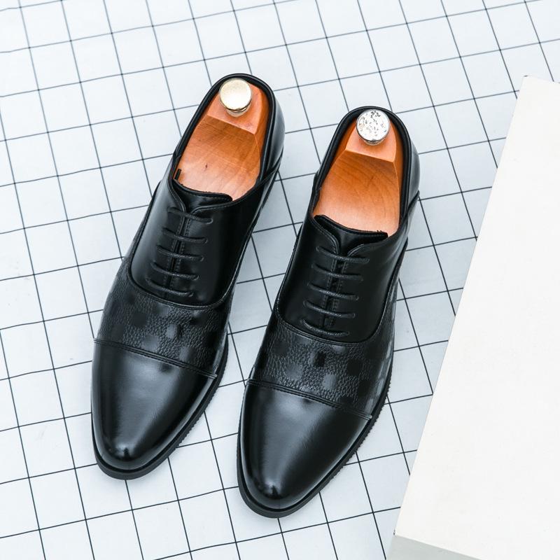 Men's Retro Leather High-Heeled Formal Shoes - Size 46, Pointed Toe, Low-Top, with Height Boost for Business or Wedding