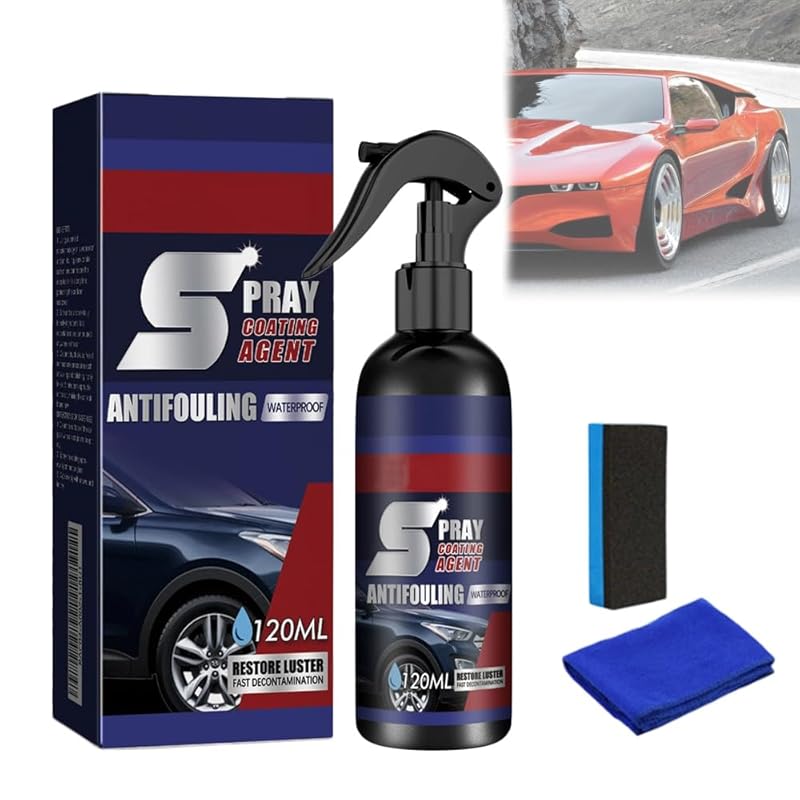 Car Spray, Ceramic Polish, 3 in 1 Ceramic Car Coating Spray, Multi Functional Coating Renewal Agent, Scratch Quick Repair, Fast-Acting (2set)