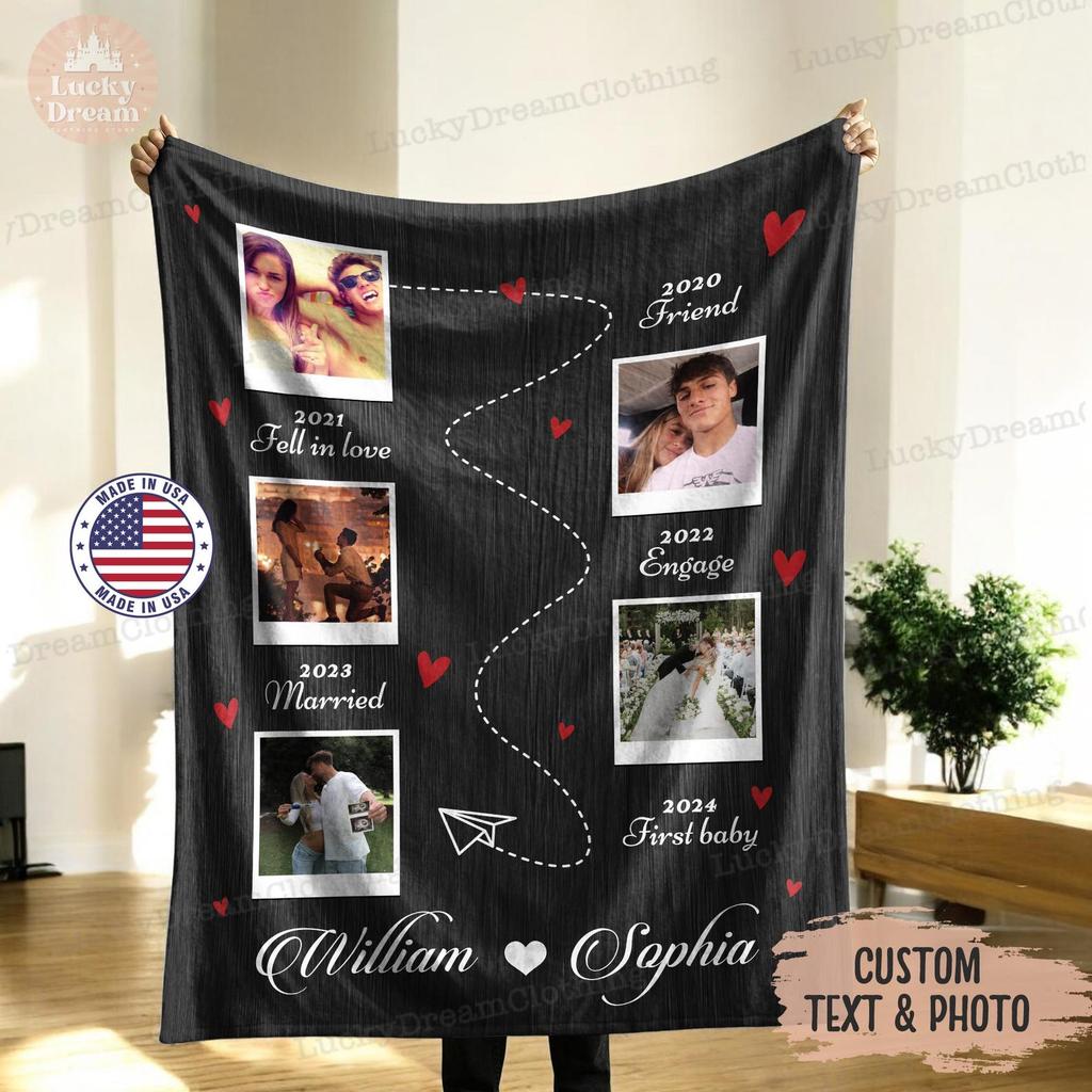 Blanket Customizable Love Story Timeline, Personalized Anniversary Gifts For Wife, Anniversary Gift, Your Custom Love Story, Couple Ideal