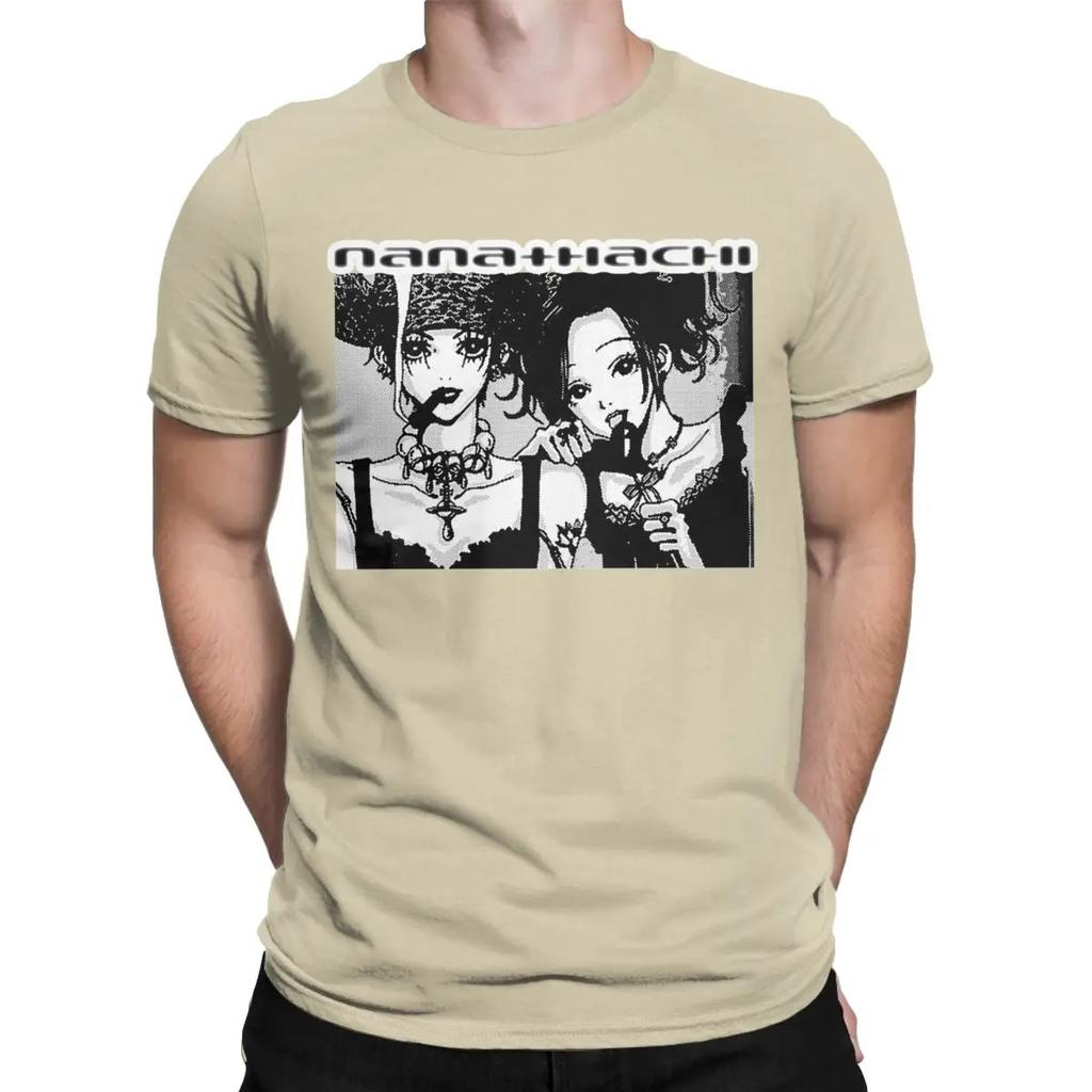 Nana Hachi Anime Men T Shirts Casual Tee Shirt Short Sleeve Crew Neck T-Shirt Pure Cotton Birthday Gift Clothes