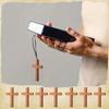 100Pcs Mini Wooden Crucifix Pendant With Beaded Chain For Keychain or Bag Charm Natural Wooden Jewelry Accessory
