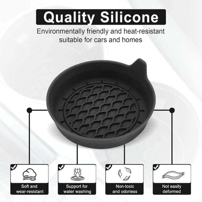 Thick Silicone Car Coasters Not Slip Cup Holders Liners Enhanced Grip Deep Basin Prevent Spills for Vehicles Home Use