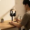 Desktop Headphone Stand Aluminum Alloy Wood Curved Top Headset Holder