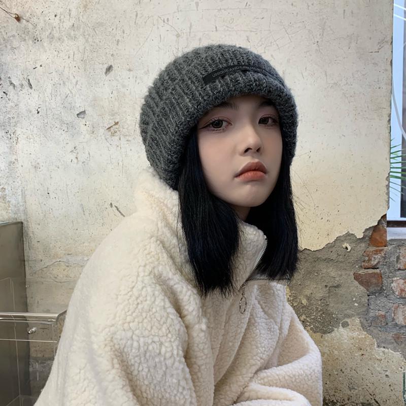 Loose Big Head Knitted Hat for Women In Winter Wool Hats In Autumn and Winter Warm Suitable for Round Face Showing Small Piles of Hats