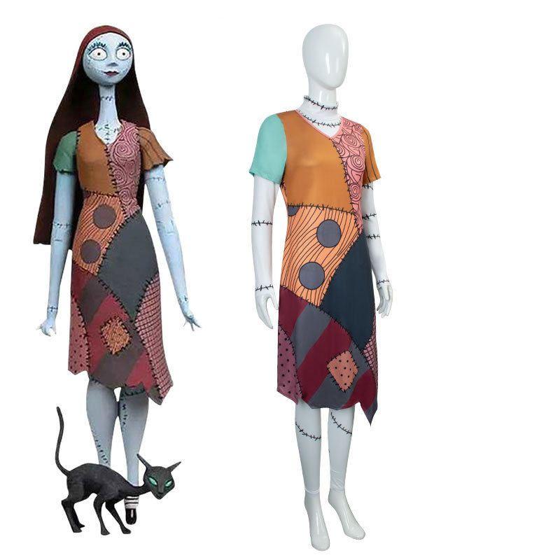 The Nightmare before Christmas Sally Skellington Adult Cosplay Anime Costume Dance Performance Outfit