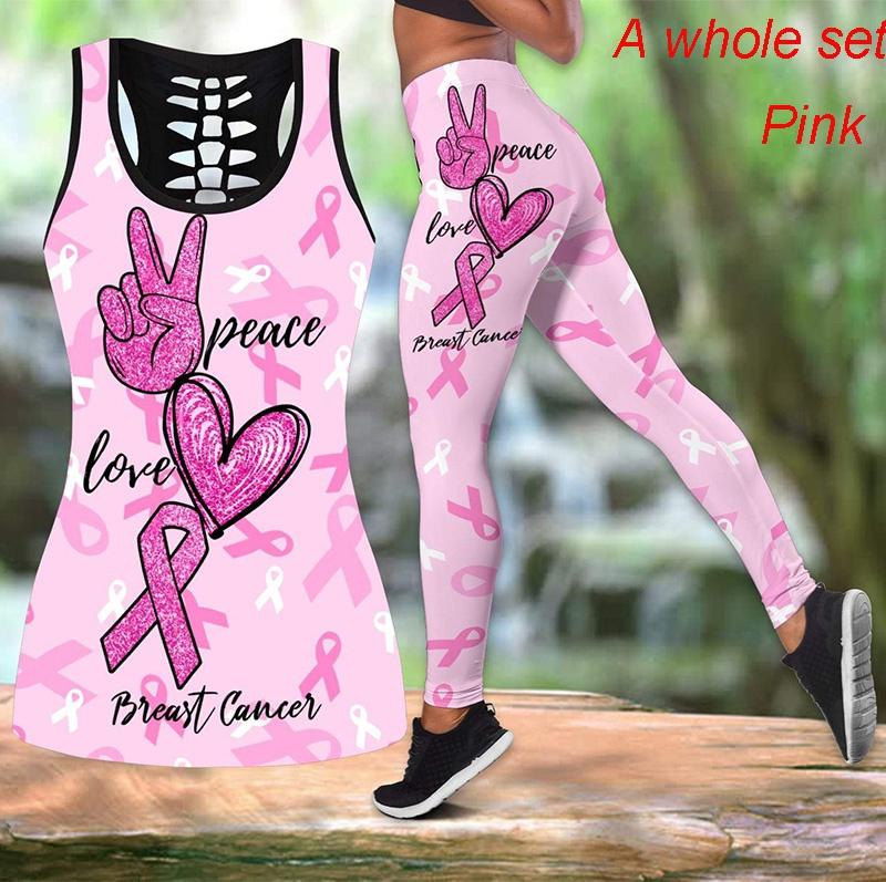 Cancro al seno-Non rinunciare mai Combo Farfalla Fiore Hollow Tank Top  Gilet + Legging Yoga Pantaloni casual a vita alta Pantaloni sportivi Leggings  Yoga Set acquista in modo economico — spedizione gratuita,