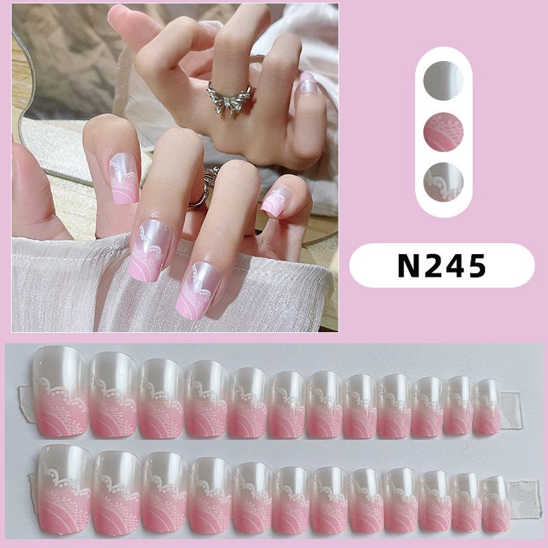 

French Minimalist Press-On Nails: Pink and White Gradient - Enhance Elegance with Finished Nail Art Stickers