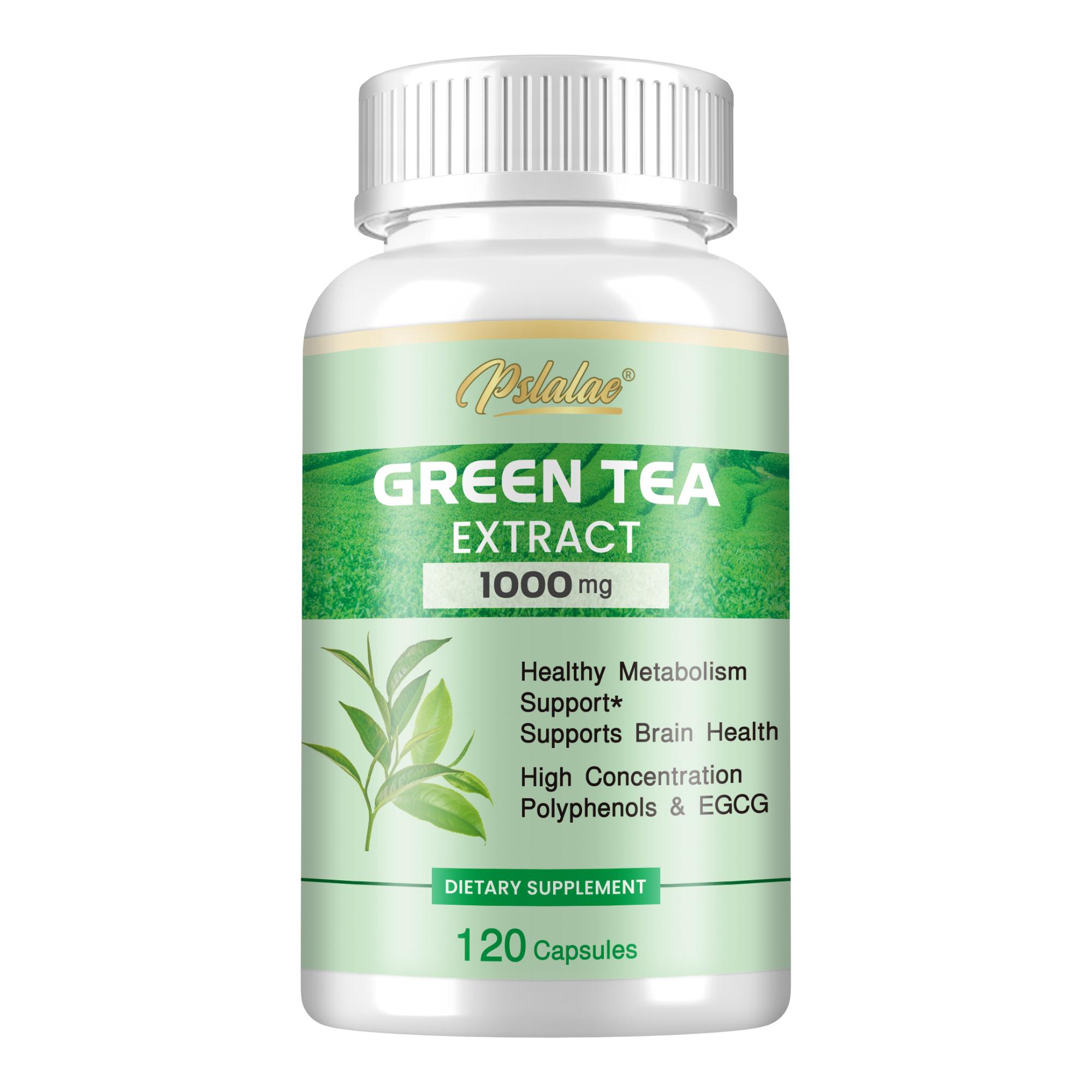 Pslalae Premium Green Tea Capsules, 1000 mg per serving, contain EGCG and polyphenol extracts, suitable for adults. 120*1