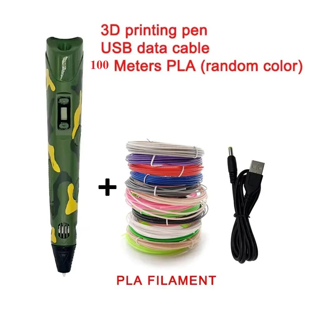 3D Printing Pen with 9M PLA Filament Safe High-Temp Graffiti Pen DIY Craft Drawing Pen for Kids Adults Christmas Birthday Gift