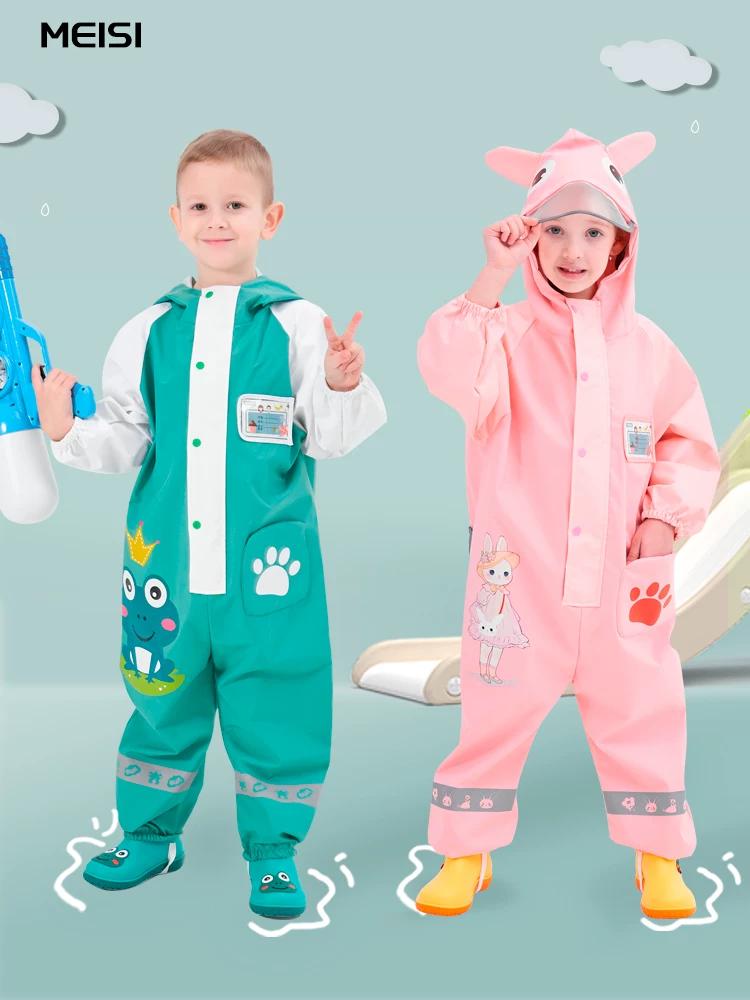 Set Impermeabile Intero con Pantaloni per Bambini, Tuta Impermeabile Integrale per Bambini Piccoli, Studenti, Scuola Materna, Bambine e Bambini, Stivali da Pioggia e Pioggia