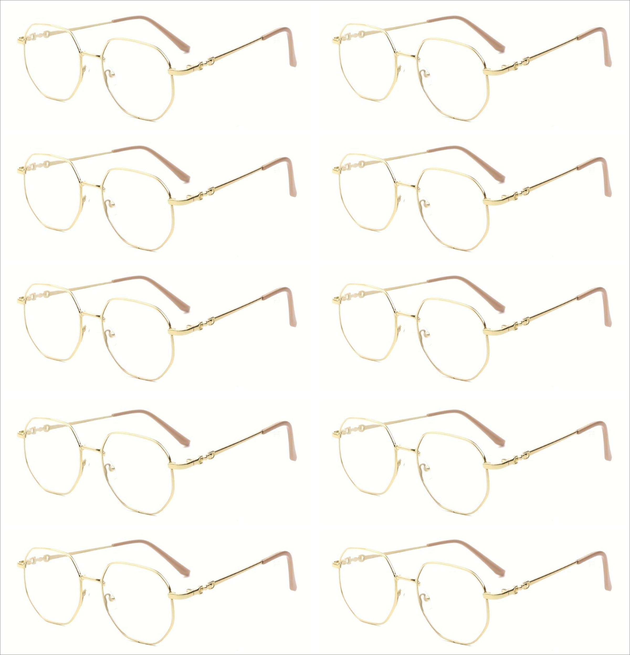 

10pcs Unisex Polygon Anti Radiation Eyeglasses Computer Glasses Replaceable Lens for Men and Women Eyewear