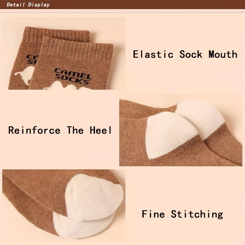 5 Pairs Men's Winter Thermal Socks Thick Warm Camel Design Ribbed Cuff Casual Comfort for Cold Weather Outdoor Activities , Winter Socks