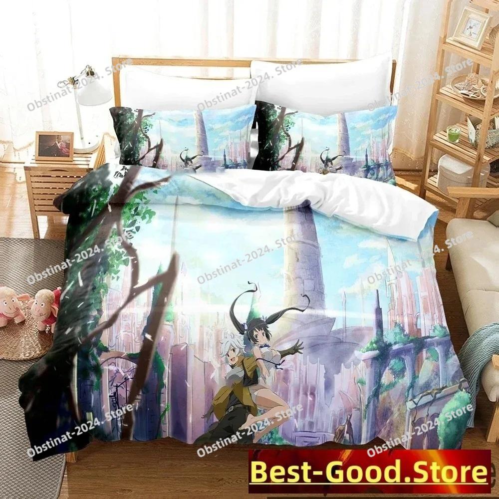 3D Print DanMachi Anime Hestia Bedding Set Duvet Cover Bed Set Quilt Cover Pillowcase Comforter king Queen Size Boys Adult