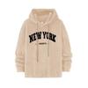 Men's Sweater European Version of Lamb Wool Loose Letter Embroidery Pocket Hooded Jacket