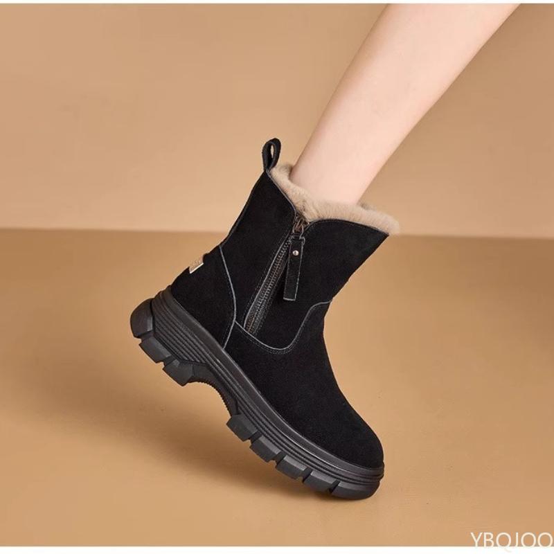 Fashion Winter New Solid Color Warm Thick Snow Boots Zipper Simple Comfortable Daily Casual Non Slip Wear Resistant  Women's Boots