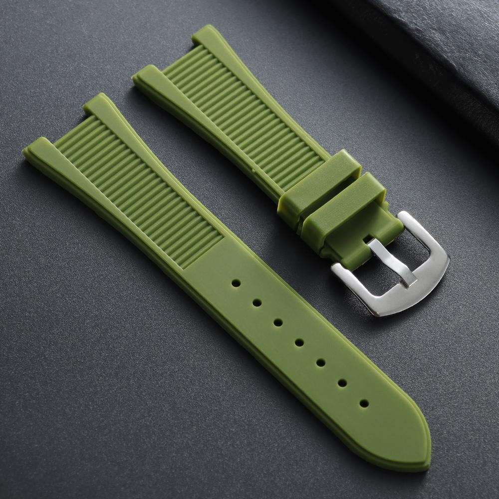 

25*13mm Soft Rubber Strap Silicone Watch Band for Patek Philippe for Nautilus 5711/5712/5726/5980 Bracelet Waterproof Wristband зелений