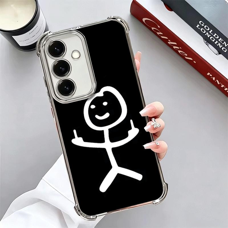 Funny Stickman Matchman Plating Phone Case For Samsung A17 A07 A37 A57 A16 A56 A15 A55 A14 A54 A13 A53 A26 A36 A25 A35 A24 A34 A