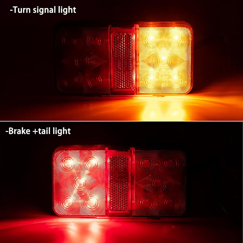 2pcs 12-24V 10LED Rear Tail Light Brake Stop Indicator Lamp For Trailer Truck Van Caravan