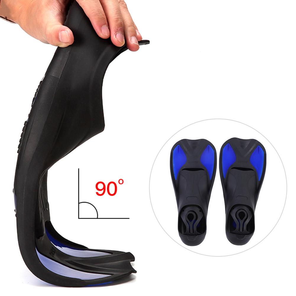 Men Women Swim Foot Fins Swimming Diving Open Heel Adjustable Snorkel Fin Blue L