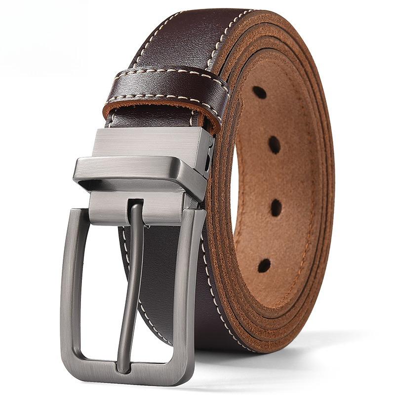 3.3cm Plus Size 105-140 150 160 170cm Genuine Leather Men Belt Premium Buckle Cowskin Casual Business Cowboy Waistband for Jeans