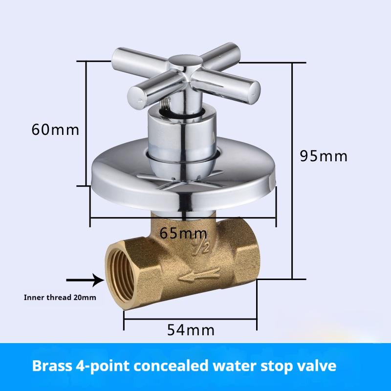 1Pcs Copper Bathtub Faucet Valve 1/2'' 3/4'' Bathroom Shower Cold Water Tap Valve Single Handle Concealed Angle Valve Accessory