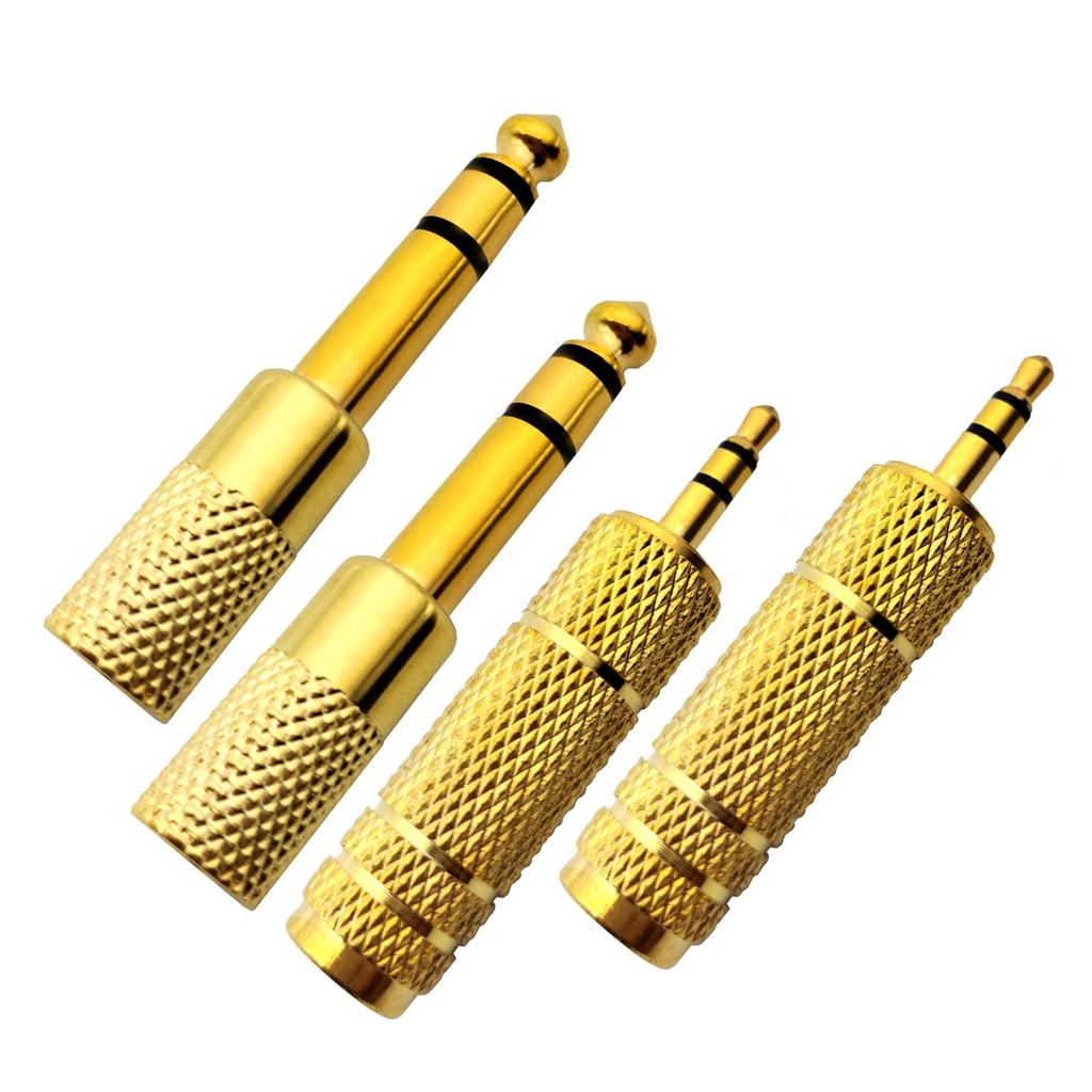 Voluty Tek Male to Female Female to Male Audio Adapter for 3.5mm 6.35mm Adapter, 1/4" 1/8" Guitar/Headphones, 4-Pack