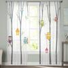 Owl With Tree Branch Sheer Window Curtains For Living Room Bedroom Modern Voile Tulle Curtains Fabric Drapes For Kitchen