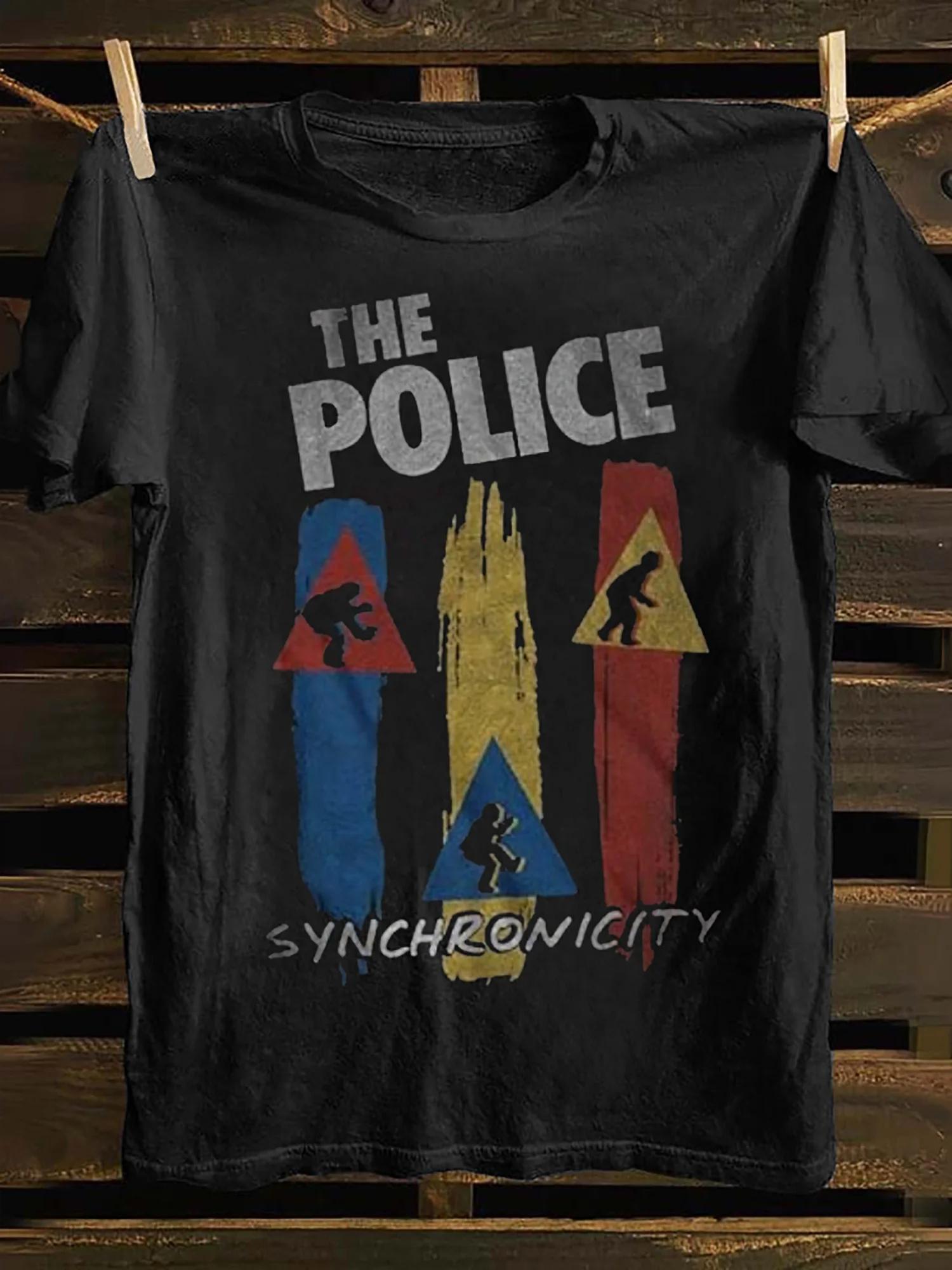 

Retro Punk Rock Band Graphic T-Shirt for Men 100% Cotton Crew Neck All-Season Casual Tee with THE POLICE SYNCHRONICITY 4XL