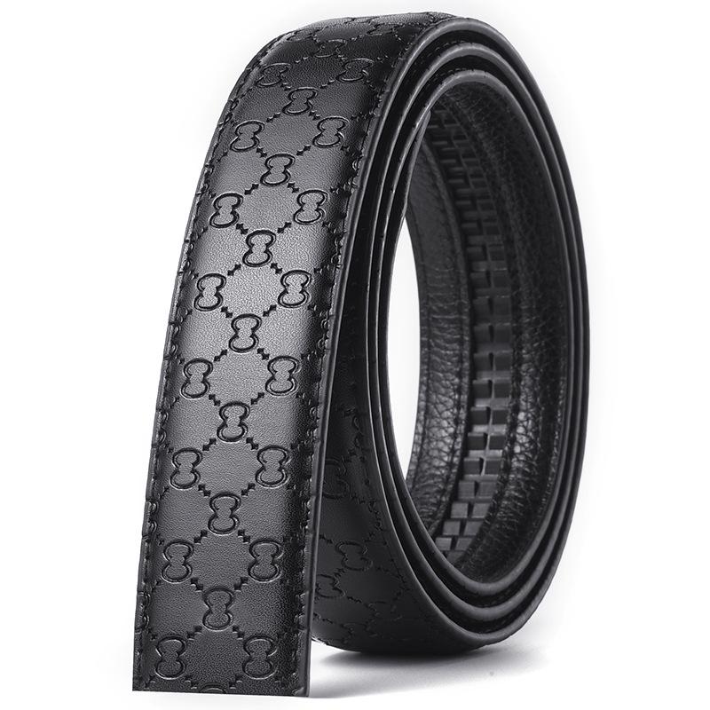 Headless Men's 3.5cm Leather Belt Strap with Automatic Buckle-Free Design