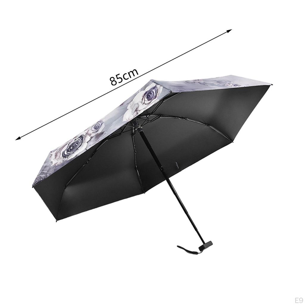 Mini Umbrella Oil Painting Folding Lightweight Men Women Rain Sun Protection