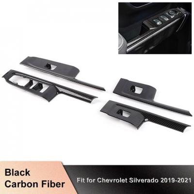Carbon Window Lift Switch Panel Trim Cover For Chevy Silverado Gmc-sierra 19-21