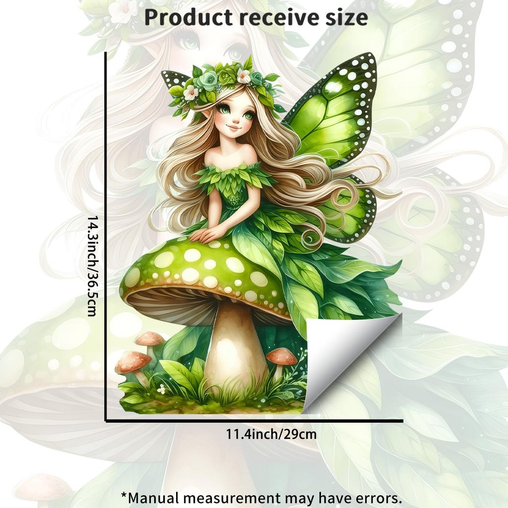Creative Green Wing Fairy Static Cling Wall Sticker for Living Room Bedroom Study Home Decor