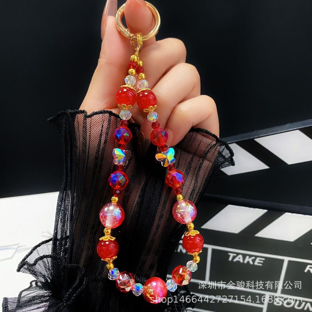 Blind Box Phone Chain Bead String Accessories DIY Wrist Hanging Decoration Chain for Women Ins Phone Case Lanyard Short Keychain