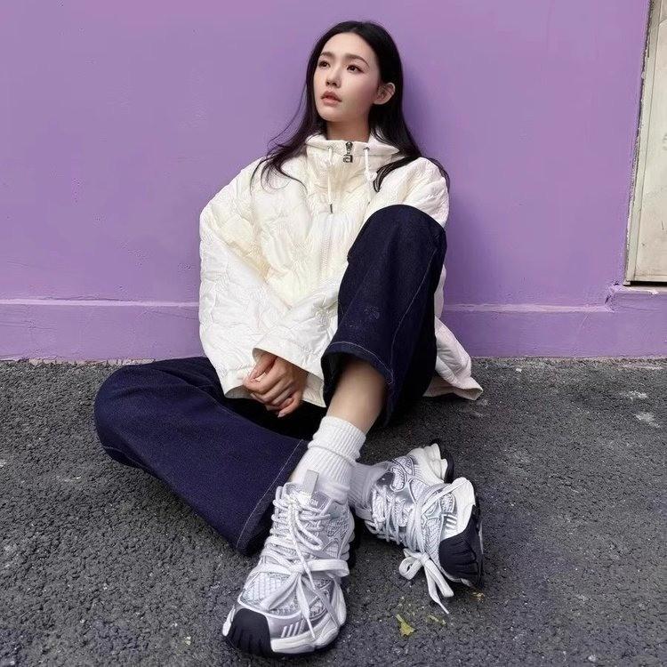 Silver Daddy Shoes Women's 2025 New Spring Leather Versatile Small Height Increasing Platform Sneakers