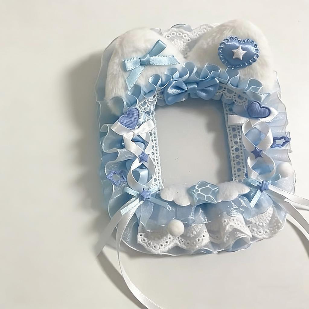 Anime Id Card Holder Cute Ribbon Bow Card Protector Lace Photocard Case Soft Ins Card Holder For Diy Bag Decoration Outfit