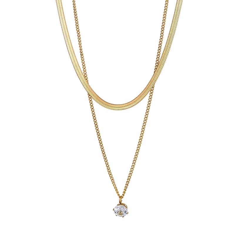 Elegant Women's Clavicle Choker: Diamond Zircon Snake Chain Pendant in Titanium Steel