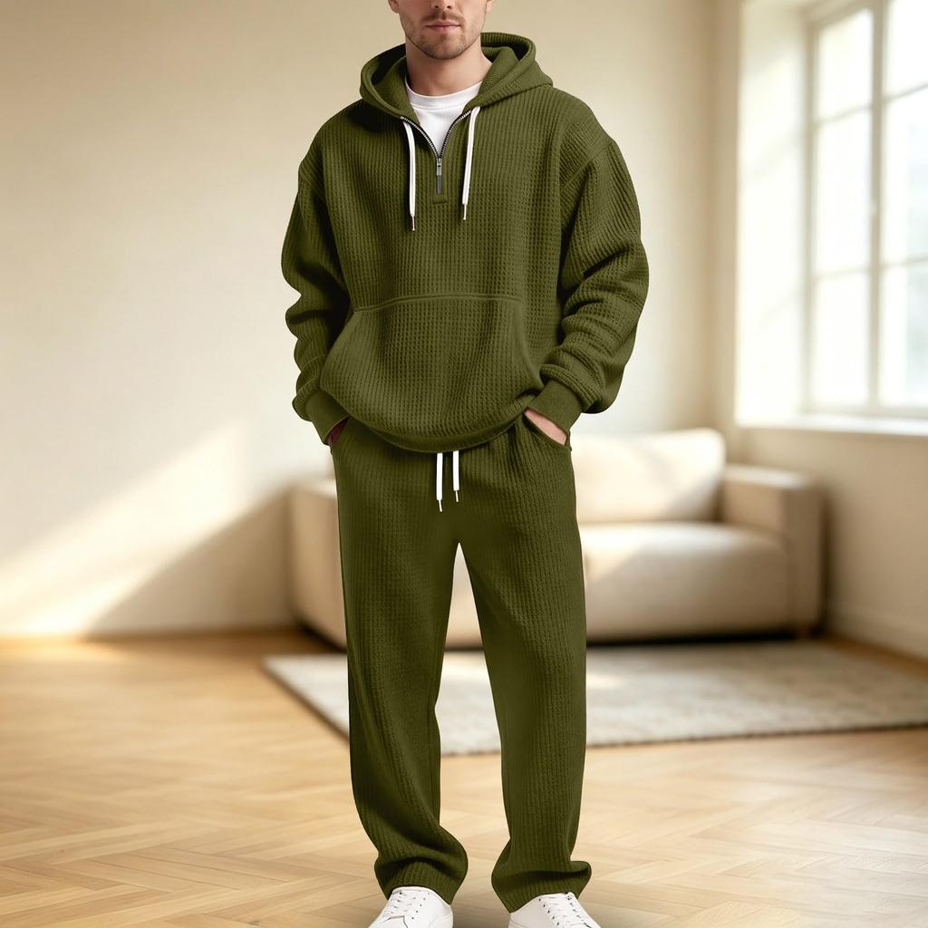 Casual Two Piece Track Suit Set with Hooded Sweatshirt and Long Pants for Men Women