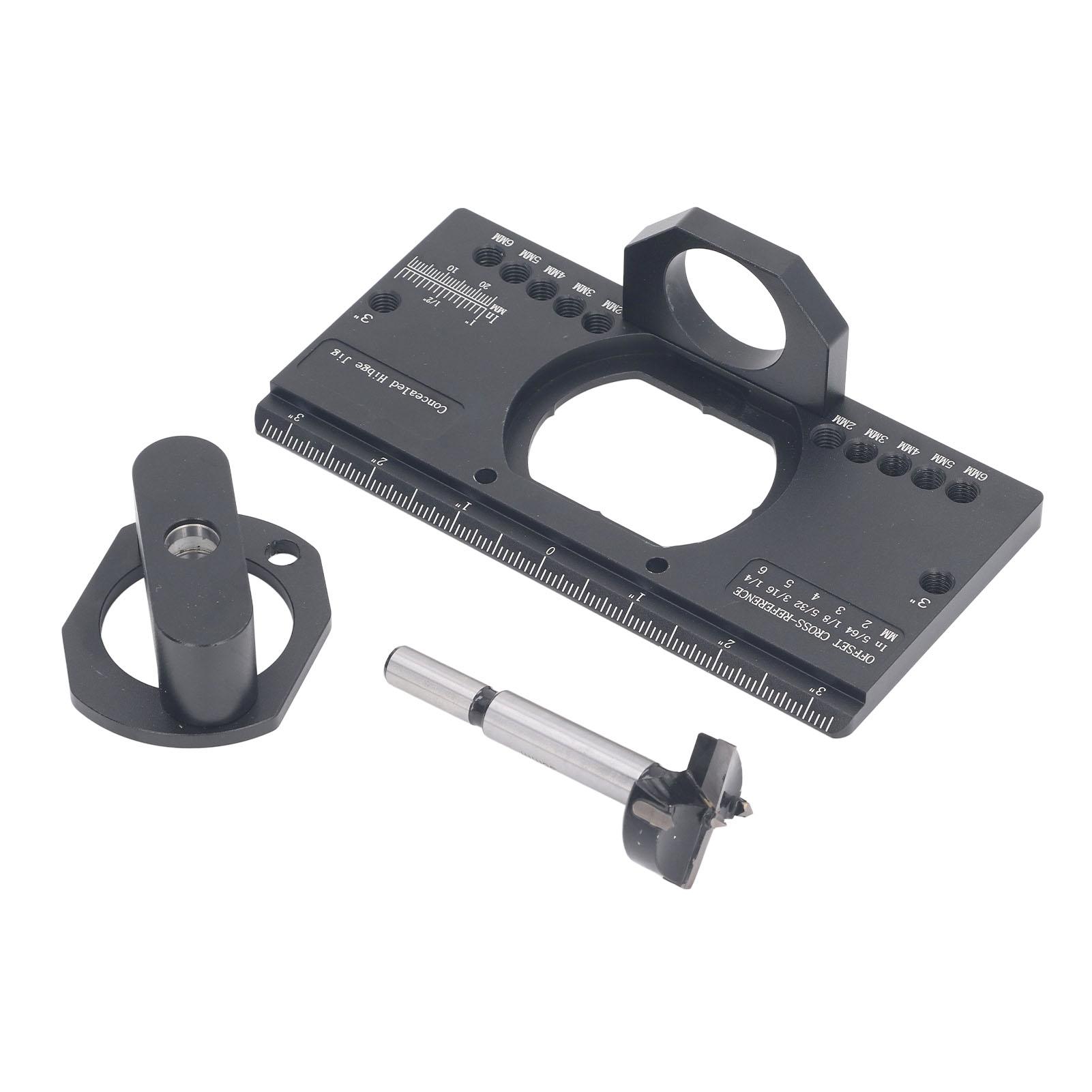 

Комплект приспособлений для скрытых петель 35 мм, регулируемая глубина сверления из алюминиевого сплава, приспособление для скрытых дверных петель