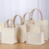 Reusable DIY Hand Drawn Canvas Bag Foldable Beige Blank Tote Sack Large Capacity Travel Shopping Bag