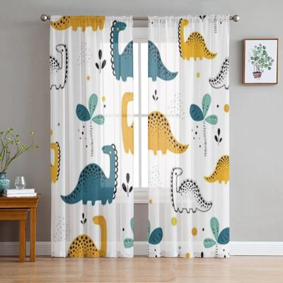 Childish Pattern With Dinosaurs Sheer Curtains For Living Room Kids Bedroom Tulle Curtains Kitchen Window Treatment Drapes