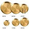 2Pcs Gold Stainless Steels Metal Round Plate Rust-Proof Shallow Tray Plate Camping Plate BBQ Picnic Dishes Cookware Tableware