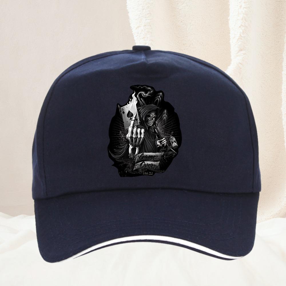 Creative Game Over Skull Spades A Playing Printing Baseball Cap Women Unisex Casual Sunhat Adjustable Trucker Hat