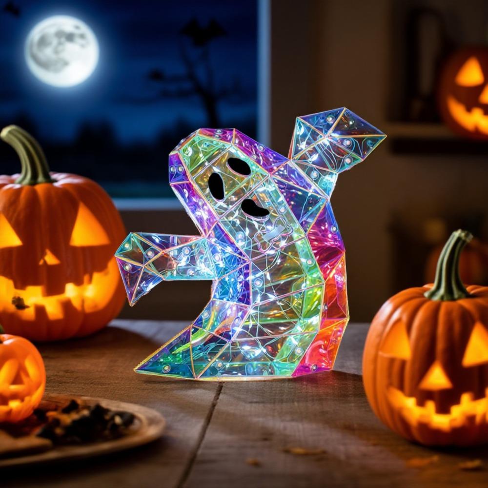 Cartoon Crafts Decor Iridescent LED Light Up Figurines Ornaments Halloween Spooky Festival Christmas Party Gift for Kids Friends