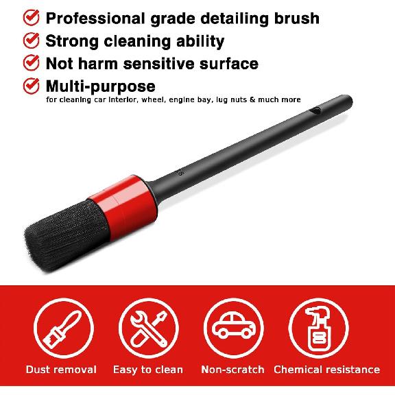 10Pcs Auto Car Detailing Brush Set Car Interior Cleaning Kit Includes 5 Boar Hair Detail Brush,3 Wire Brush, 2 Air Vent Brush For Cleaning Car