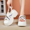 Fashion New Summer Women Chunky Sandals Leather High Platform Trainers Breathable Casual Slippers Shoes Woman 7.5CM Heels Wedge Sneakers