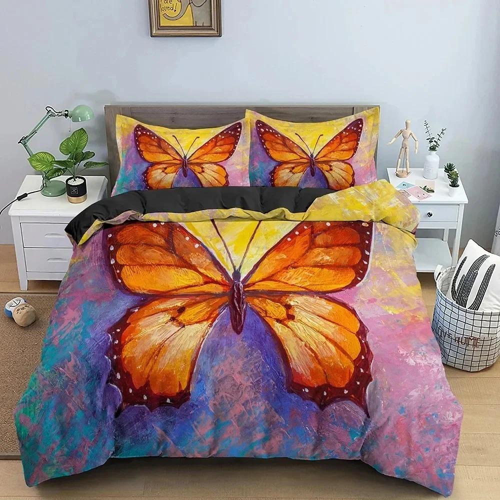Butterfly Bedding Set Daisy Pattern Duvet Cover Bedroom Comforter Covers Single Twin King Size Quilt Cover Home Textile