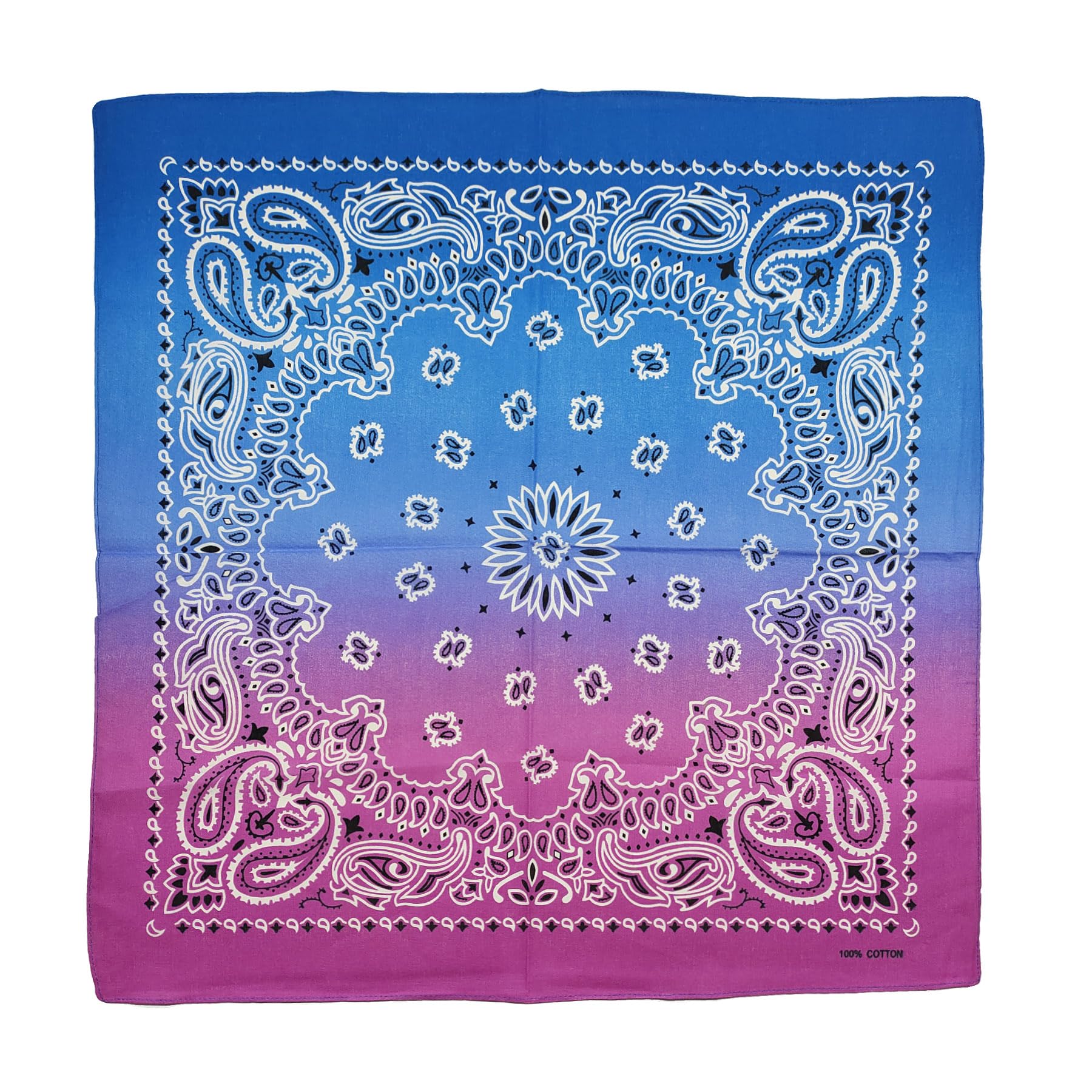 

kakatrend Bandana Paisley Gradient Cotton 100% Handkerchief Unisex Do-rag Large 55cm x 55cm