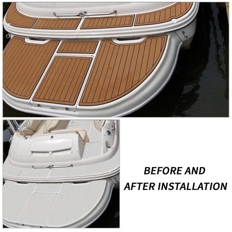 EVA Foam Faux Teak Boat Deck Mat Decking Sheet Yacht Flooring Anti Skid Mat Self Adhesive Vehicle Pad 2400x450x6MM