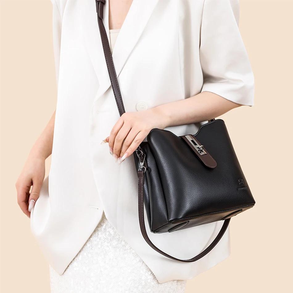 Luxusní kožené kabelky pro ženy 3vrstvé crossbody kabelky vysoce kvalitní messenger tašky tašky přes rameno