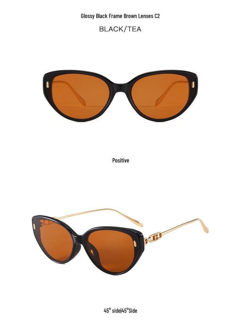 2025 High-End Cat-Eye Retro Sunglasses for Women - Small Frame, Street Style, Anti-UV
